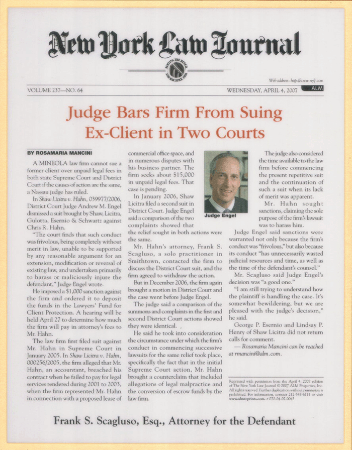 NEW YORK LAW JOURNAL ARTICLE